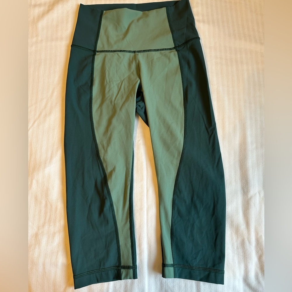 Lululemon Wunder Under Crop High Rise Frosted Pine / Green Jasper